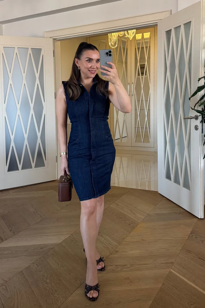 Sıfır Kol Denim Mini Elbise 1