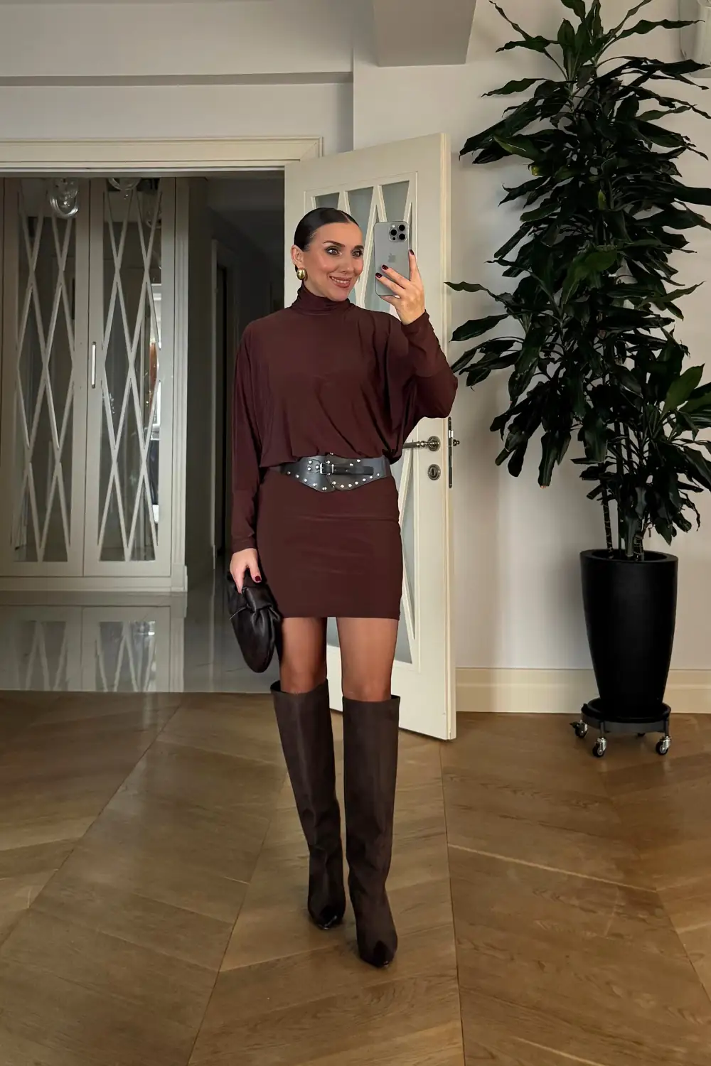 Yarasa Kol Kemerli Mini Elbise 3