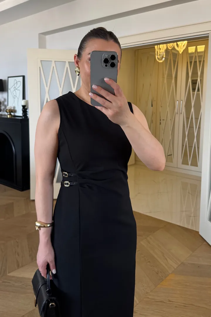 Drape Detaylı Midi Elbise 2