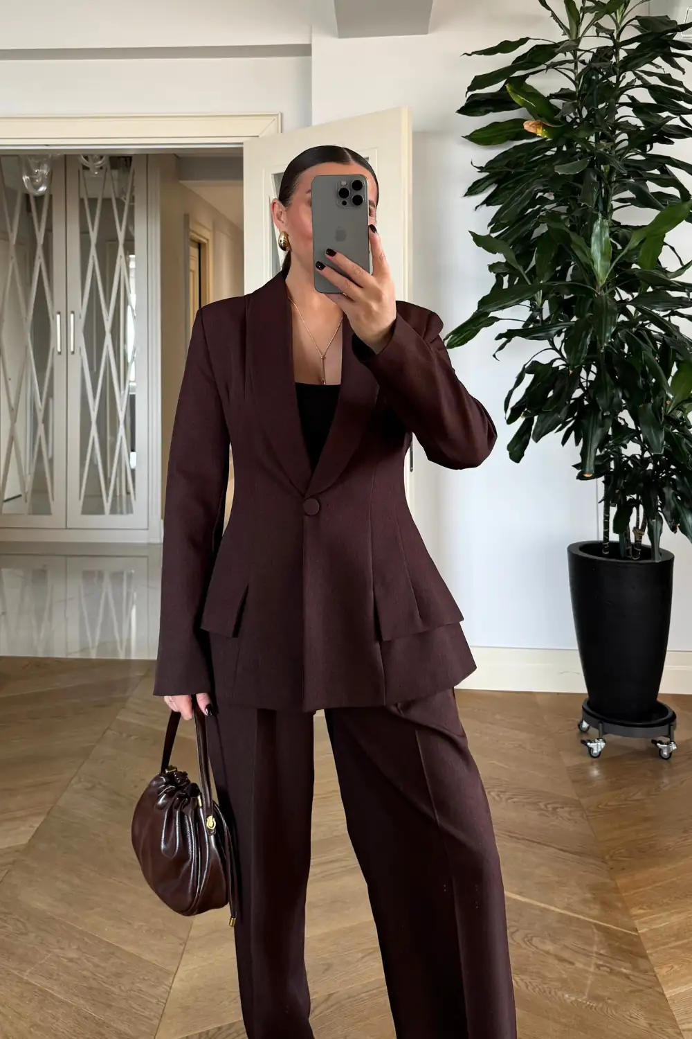 Şal Yaka Blazer Kadın Ceket - Kahverengi