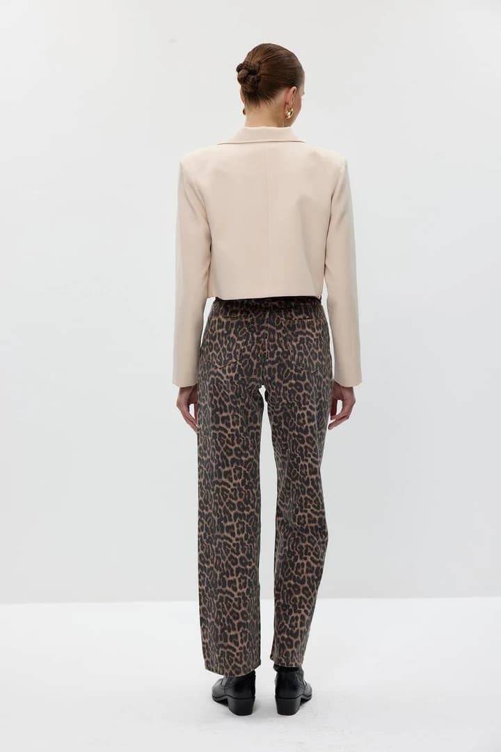 Vatkalı Blazer Crop Kadın Ceket - Ekru
