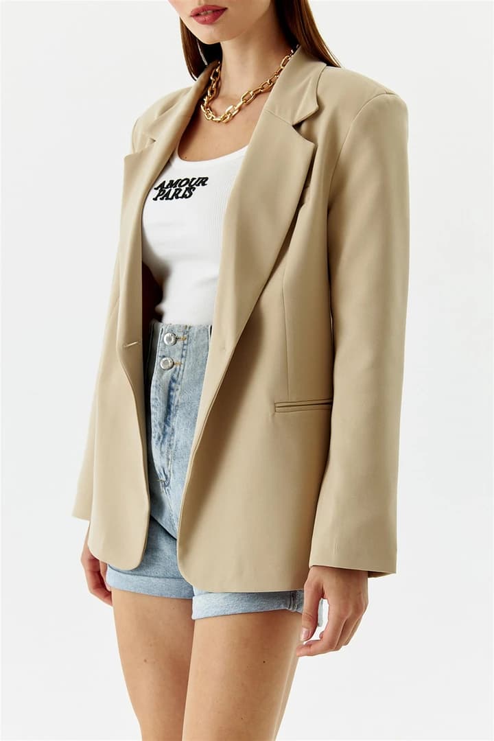 Tek Düğmeli Blazer Kadın Ceket 6