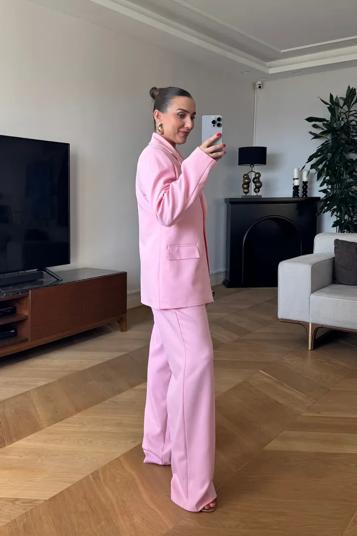 Tek Düğmeli Kadın Ceket - Pembe