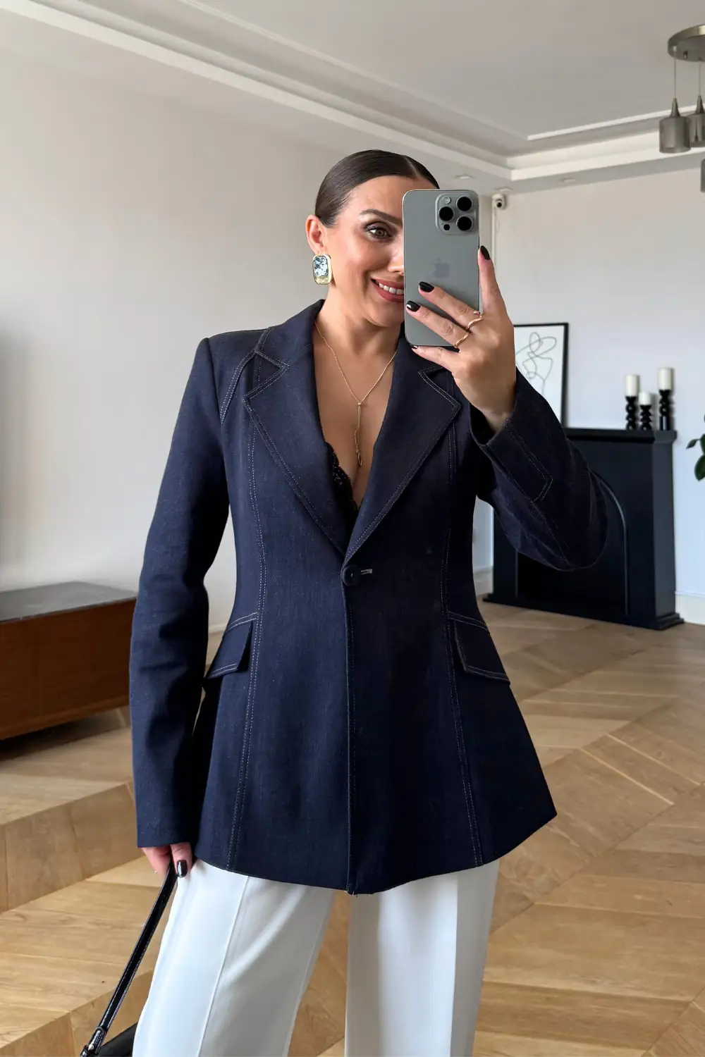 Denim Blazer Kadın Ceket 6