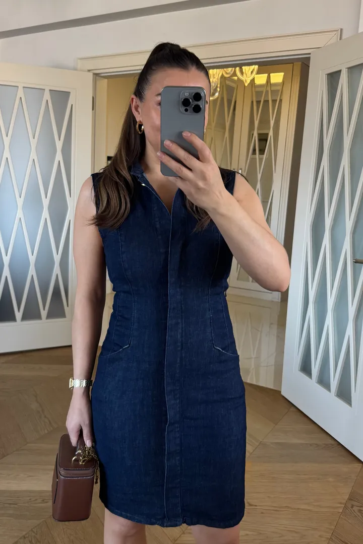 Sıfır Kol Denim Mini Elbise 2