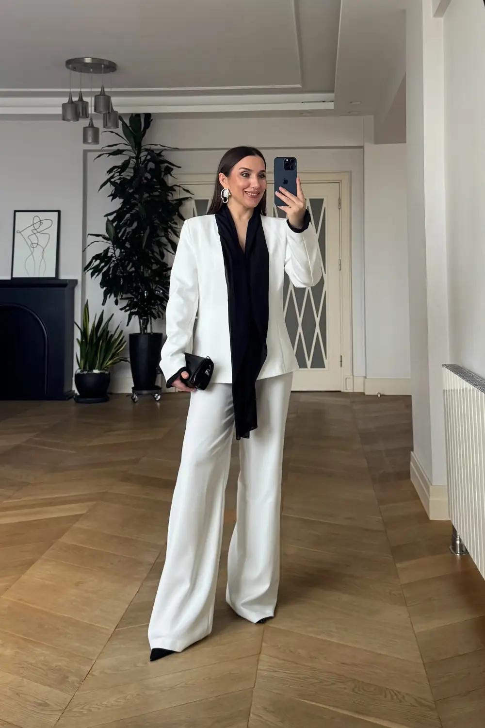 Fular Bağlamalı Blazer Pantolon Takım 4