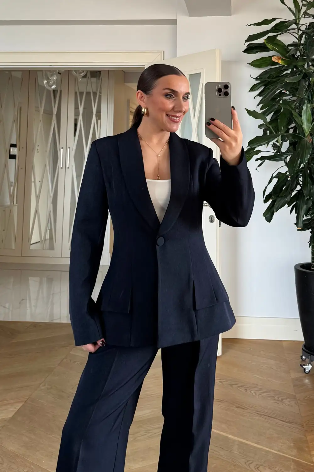 Şal Yaka Blazer Kadın Ceket - Lacivert