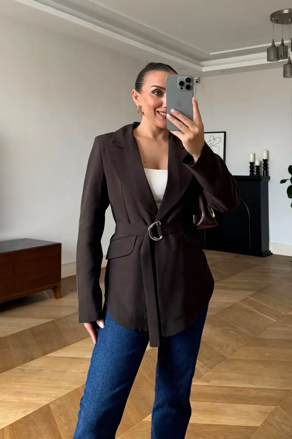 Kemerli Blazer Kadın Ceket 3