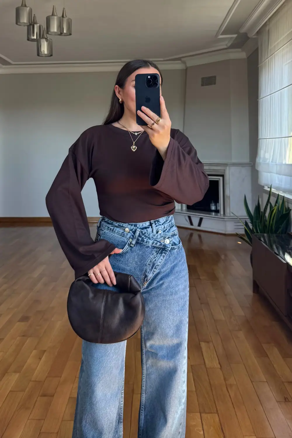 Çapraz Belli Baggy Kadın Jean