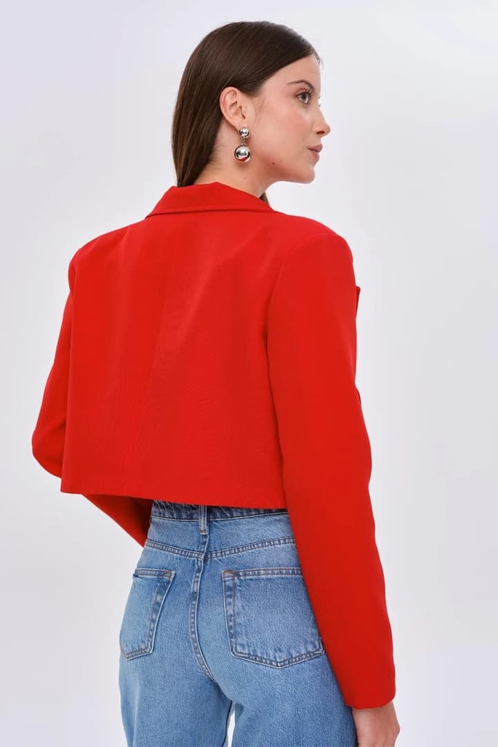 Vatkalı Blazer Crop Kadın Ceket 6