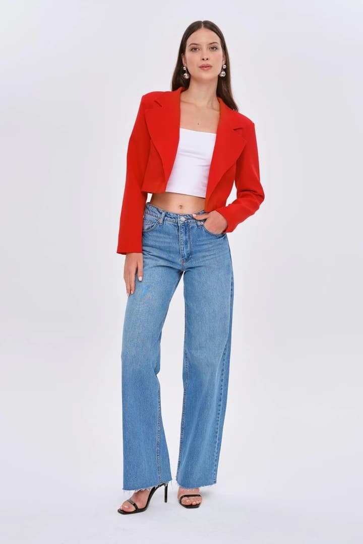 Vatkalı Blazer Crop Kadın Ceket 5