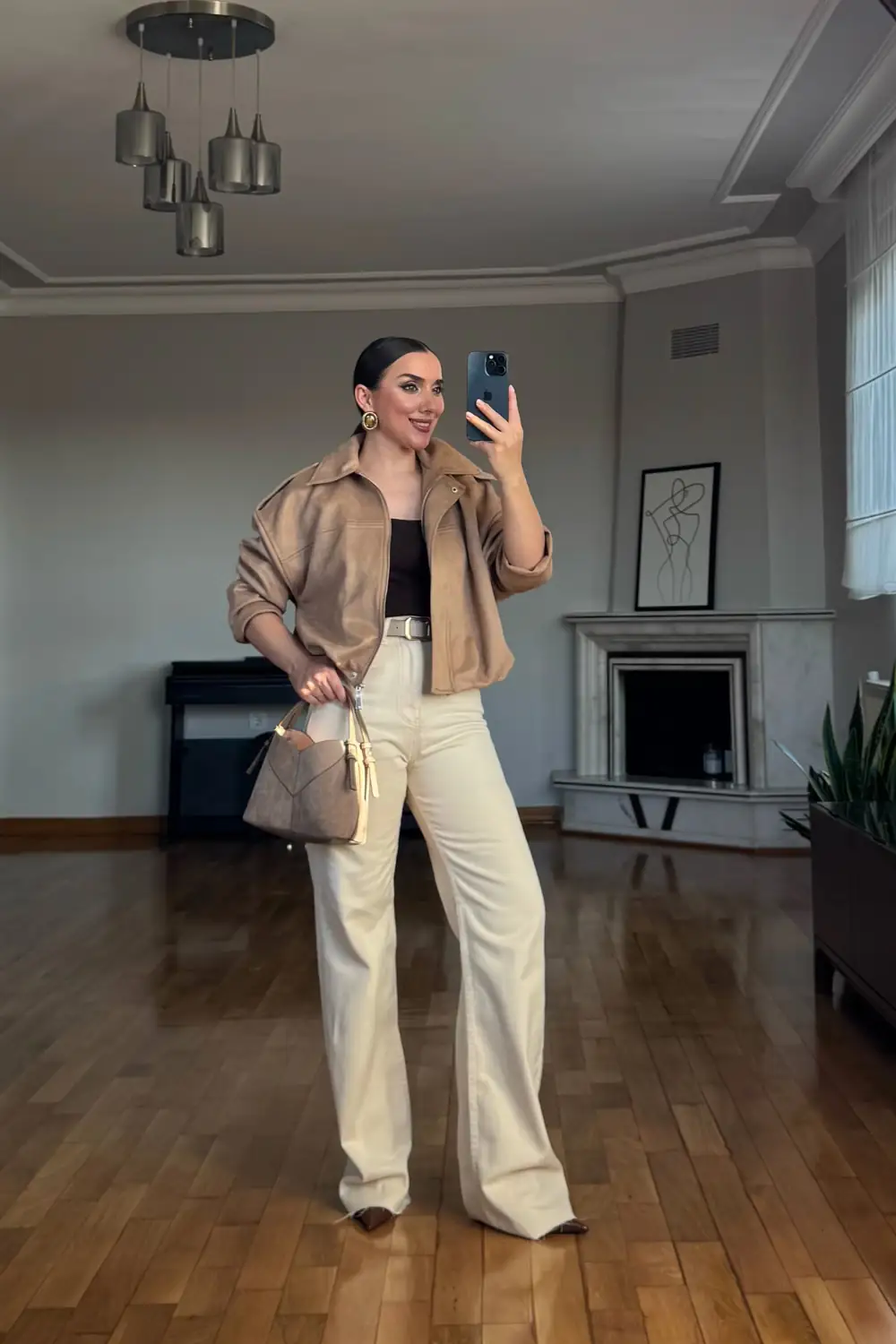 Suni süet Bomber Kadın Ceket - Camel