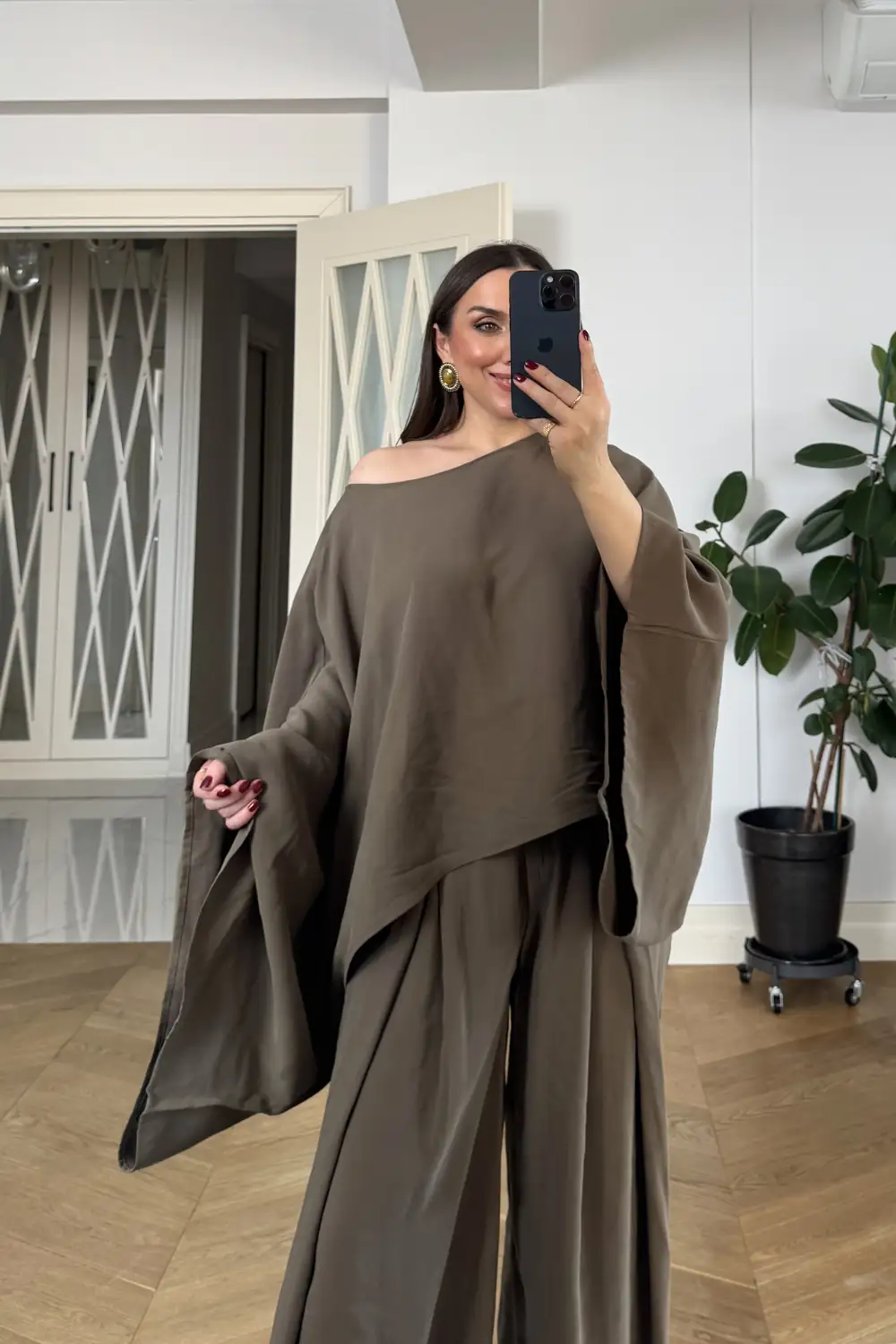 Pelerin Bluz Pantolon Kadın Takım - HAKİ