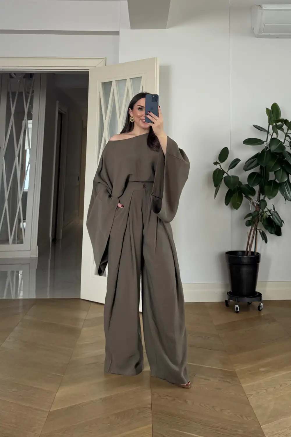 Pelerin Bluz Pantolon Kadın Takım - HAKİ