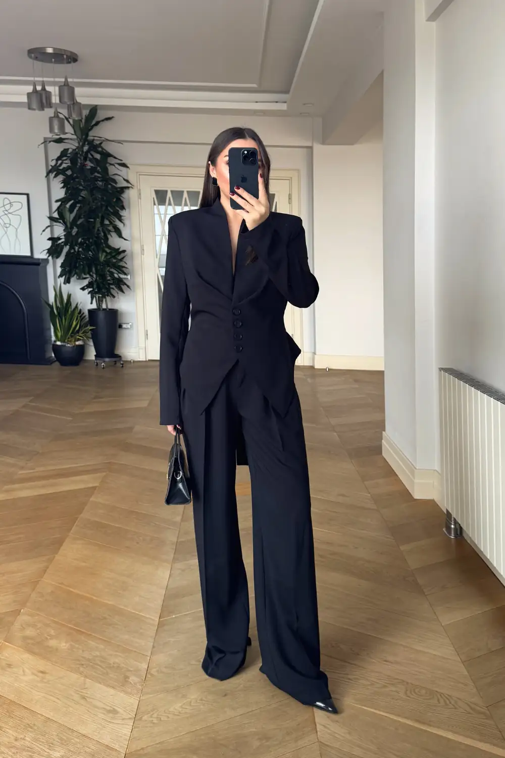 Bağlama Detaylı Kruvaze Blazer Pantolon Takım 2