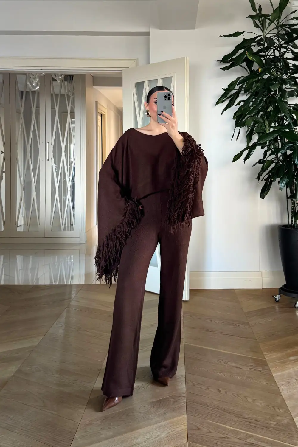 Beli Lastikli Triko Kadın Pantolon 7