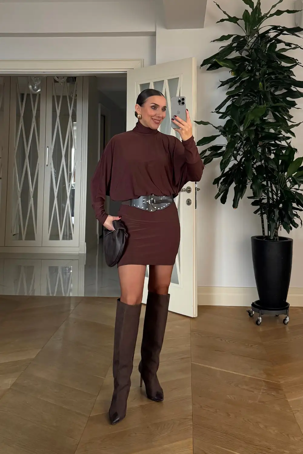 Yarasa Kol Kemerli Mini Elbise 2