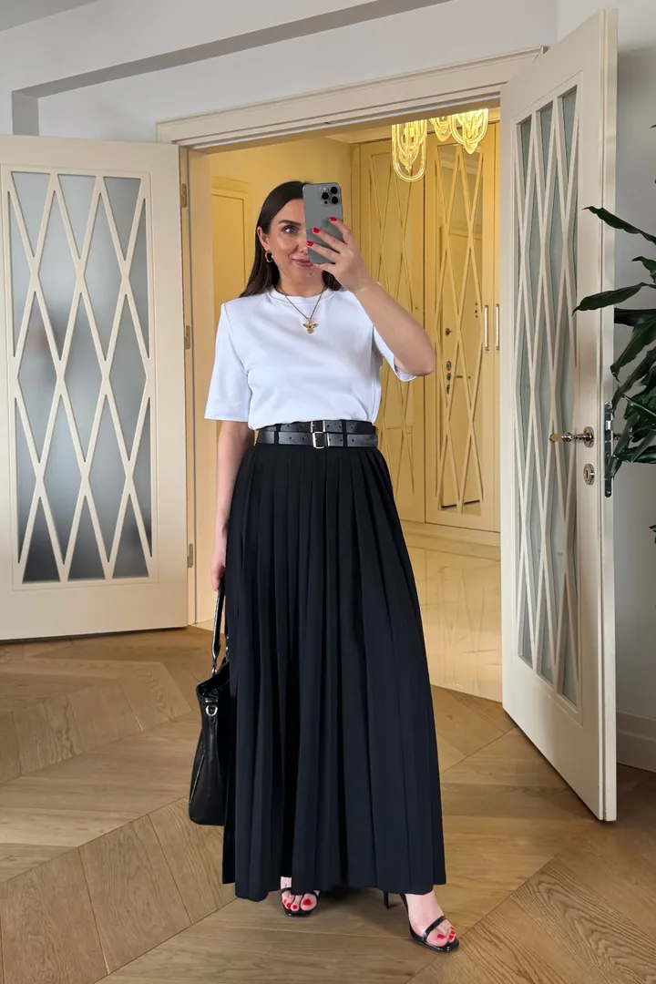 Kemer Detaylı Piliseli Uzun Etek 2