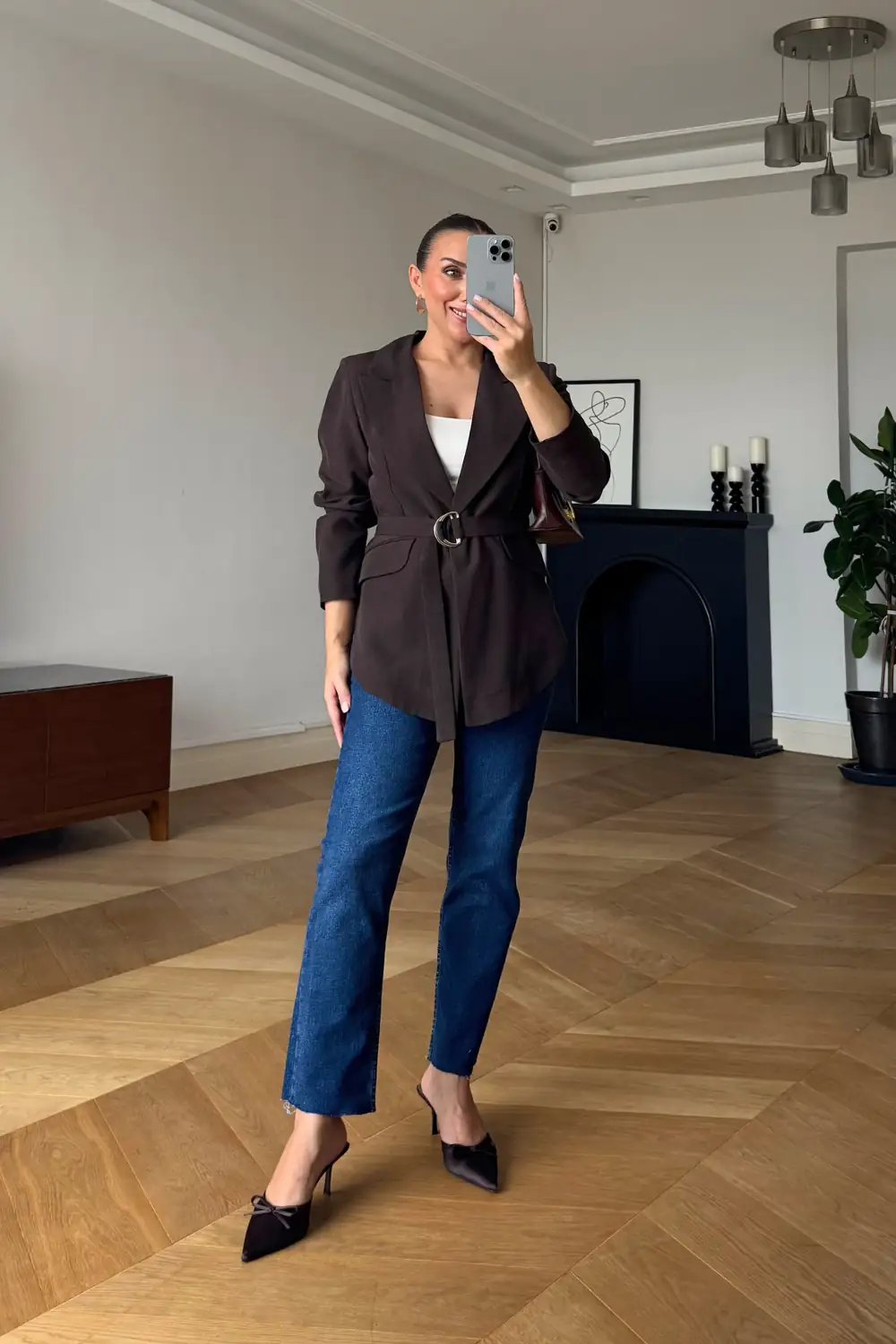 Kemerli Blazer Kadın Ceket 6