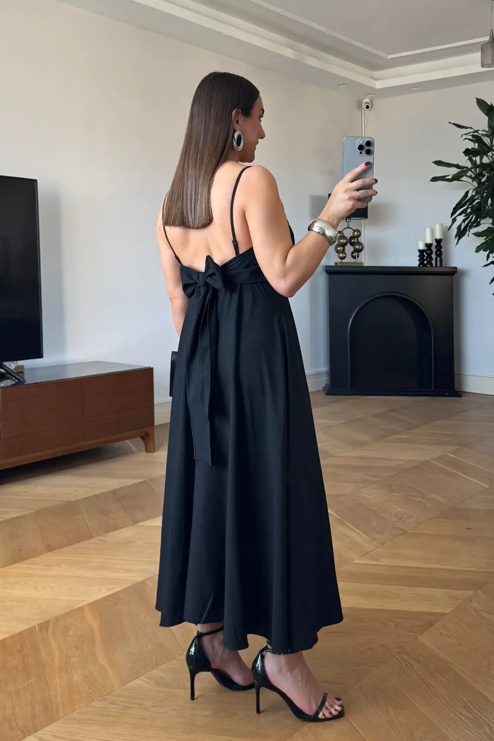 Askılı Sırt Dekolteli Midi Elbise 7
