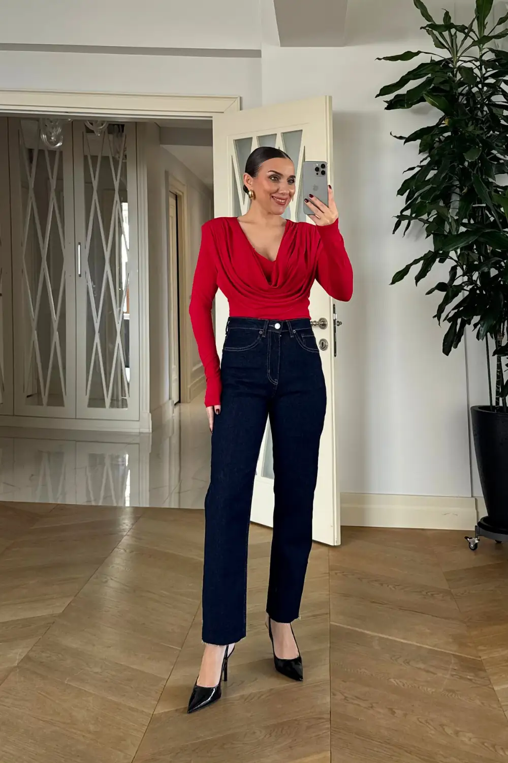 Kesik Paça Boyfit Denim Kadın Pantolon 1