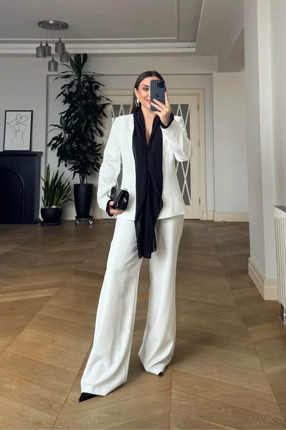 Fular Bağlamalı Blazer Pantolon Takım 6