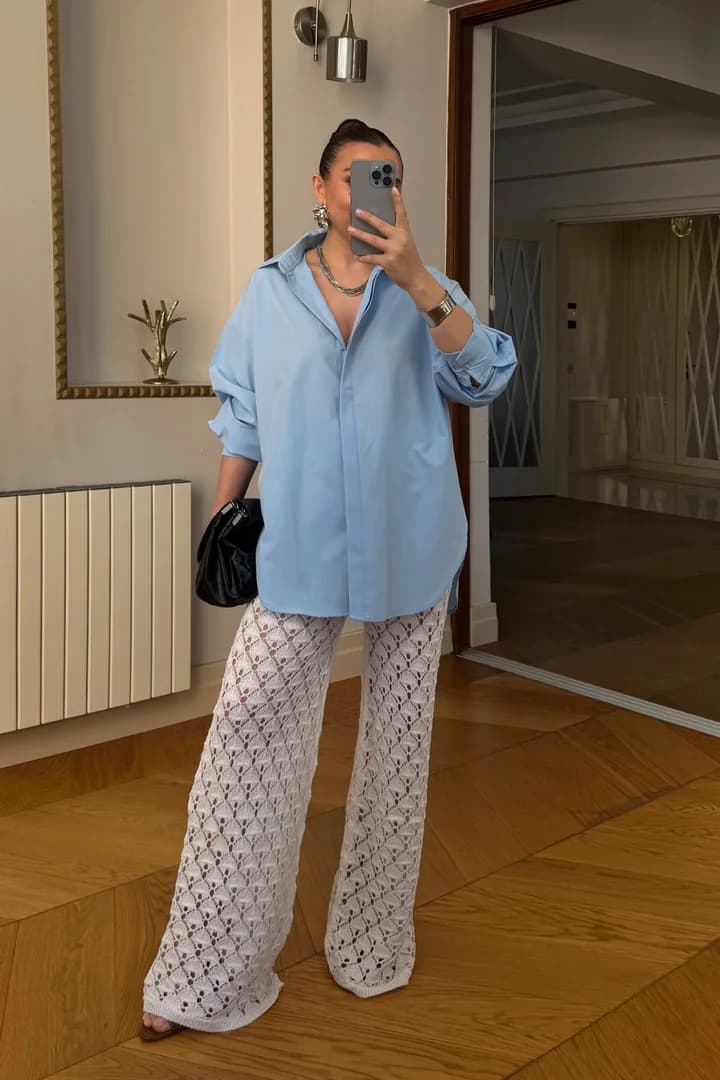 Uzun Kollu Poplin Kadın Gömlek 5