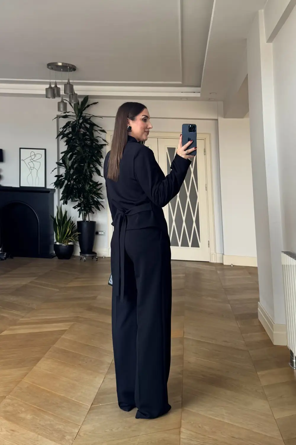 Bağlama Detaylı Kruvaze Blazer Pantolon Takım 5