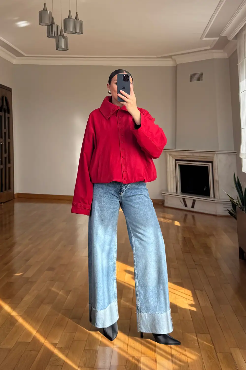 Çapraz Belli Baggy Kadın Jean