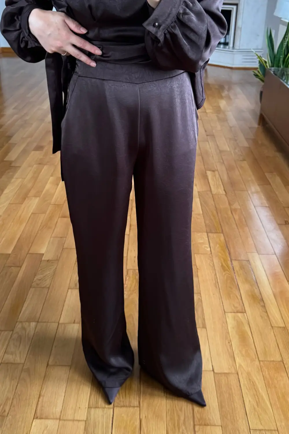 Saten Kuşaklı Bluz Pantolon Takım 7