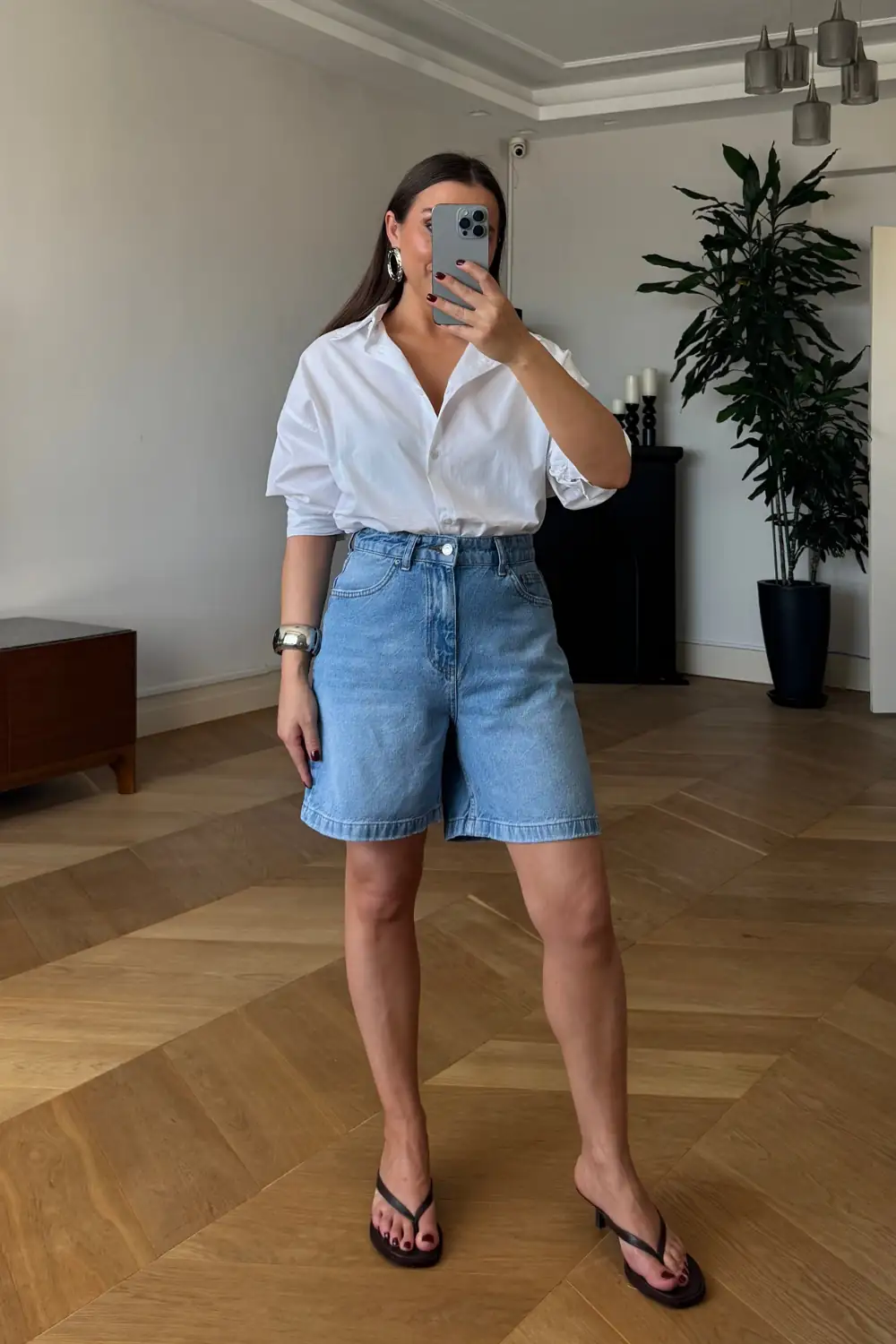 Denim Bermuda Kadın Şort - Açık Mavi
