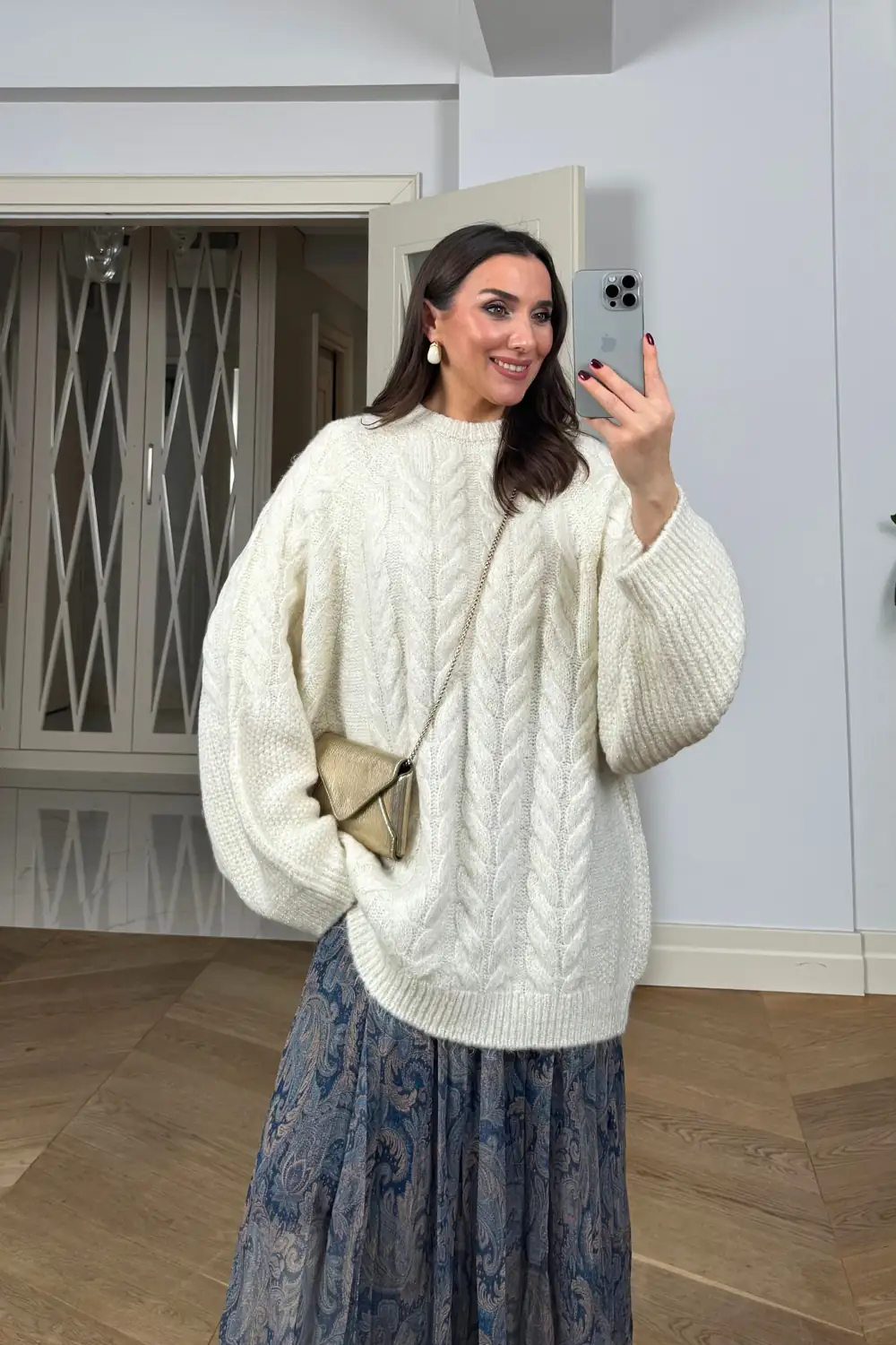 Oversize Simli Triko Kadın Kazak 1