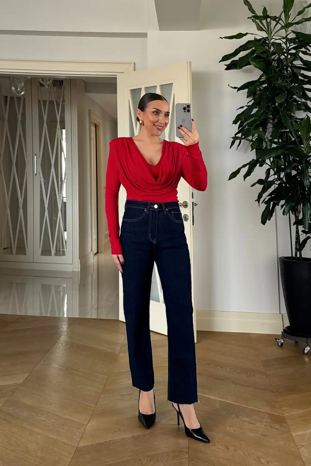 Kesik Paça Boyfit Denim Kadın Pantolon 2