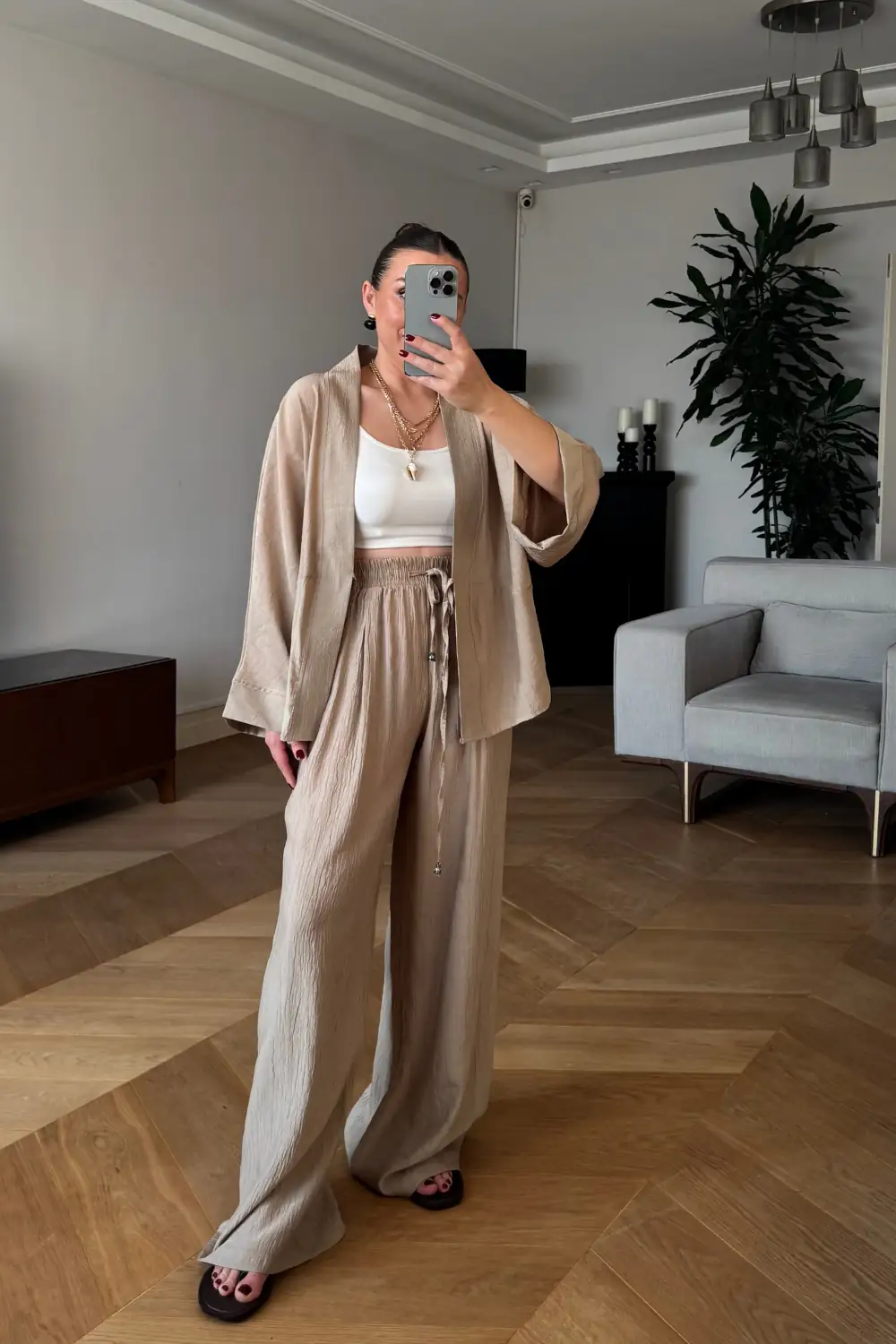 Bağlama Detaylı Kimono Pantolon Kadın Takım 6