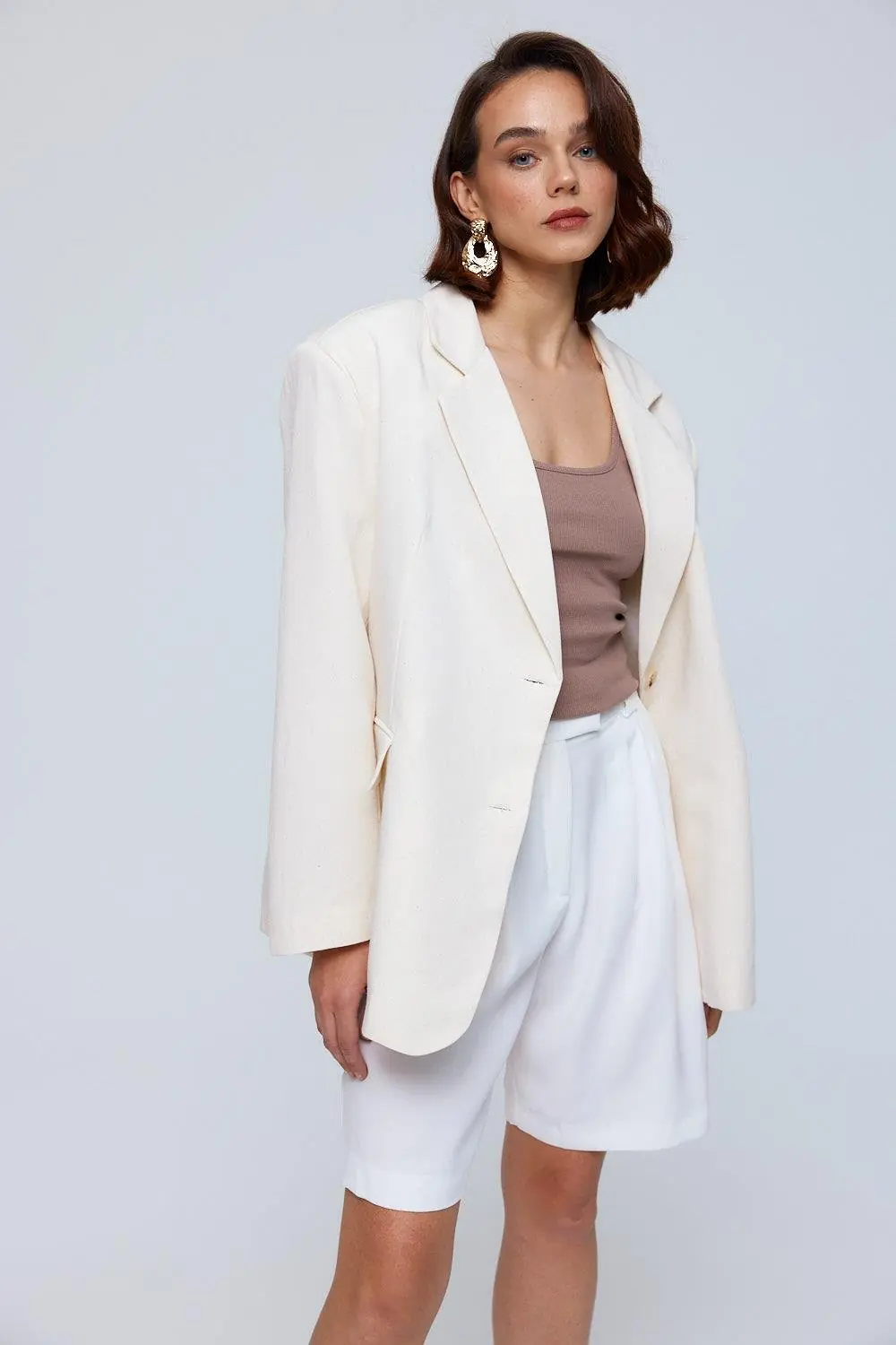 Oversize Keten Kadın Ceket 2