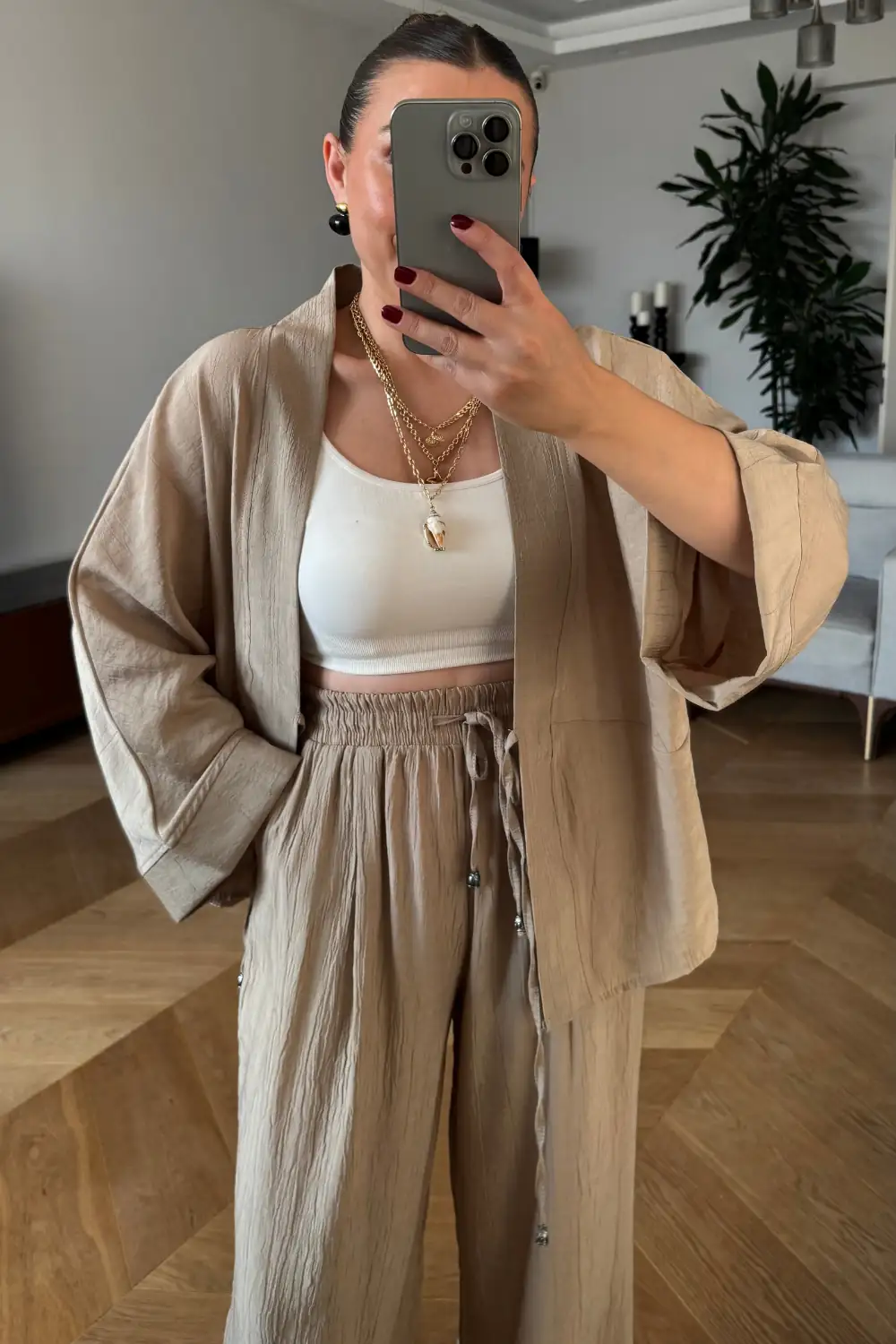 Bağlama Detaylı Kimono Pantolon Kadın Takım 2
