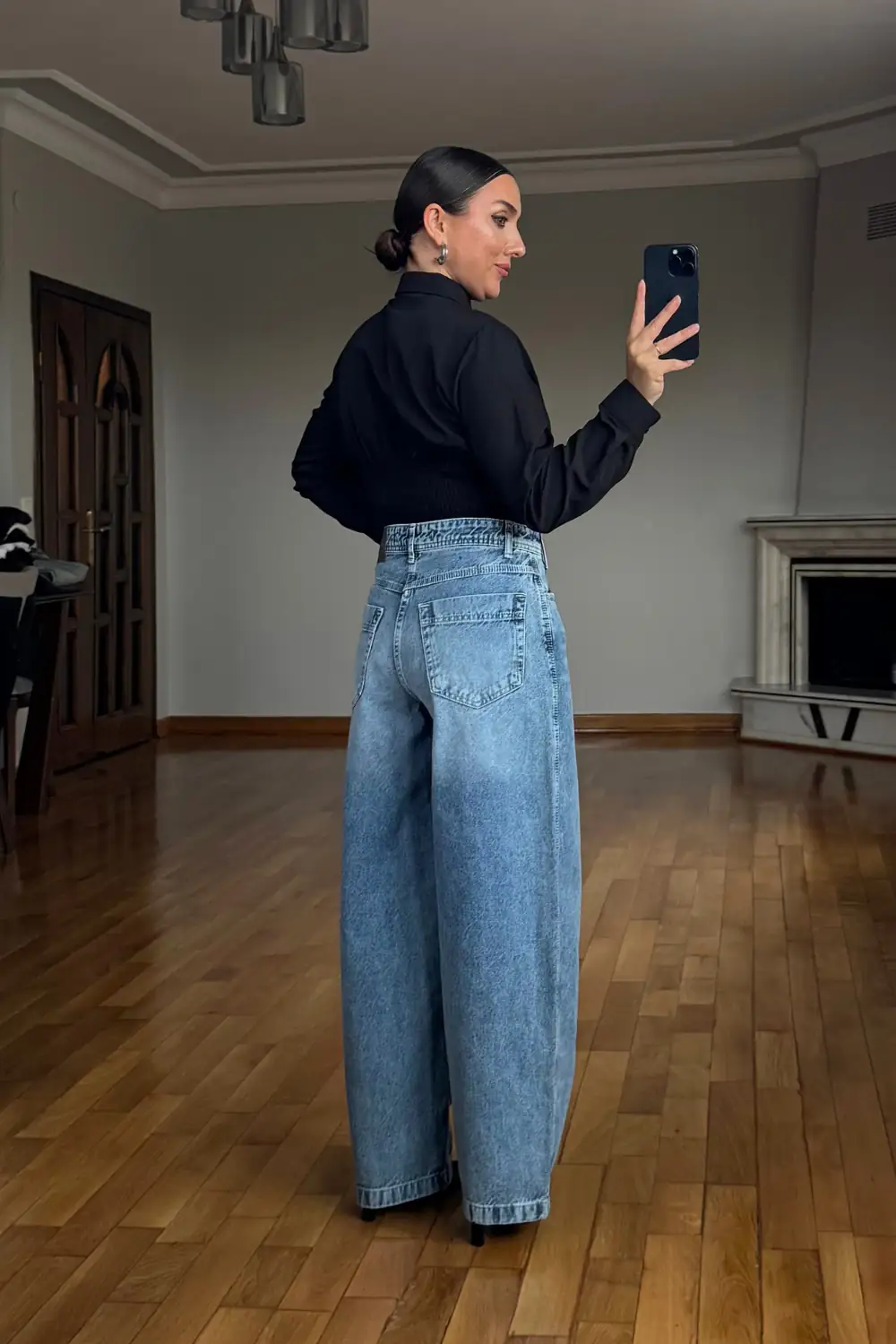 Düğmeli Baggy Kadın Jean 7