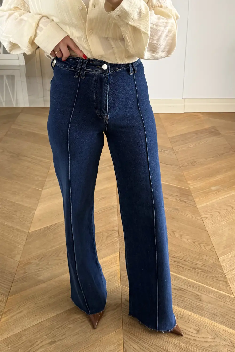 Dikiş Detaylı Denim Kadın Pantolon 4