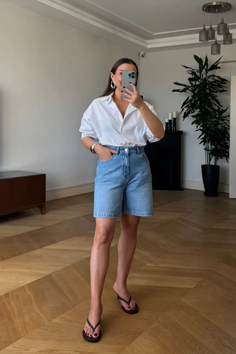 Denim Bermuda Kadın Şort - Açık Mavi