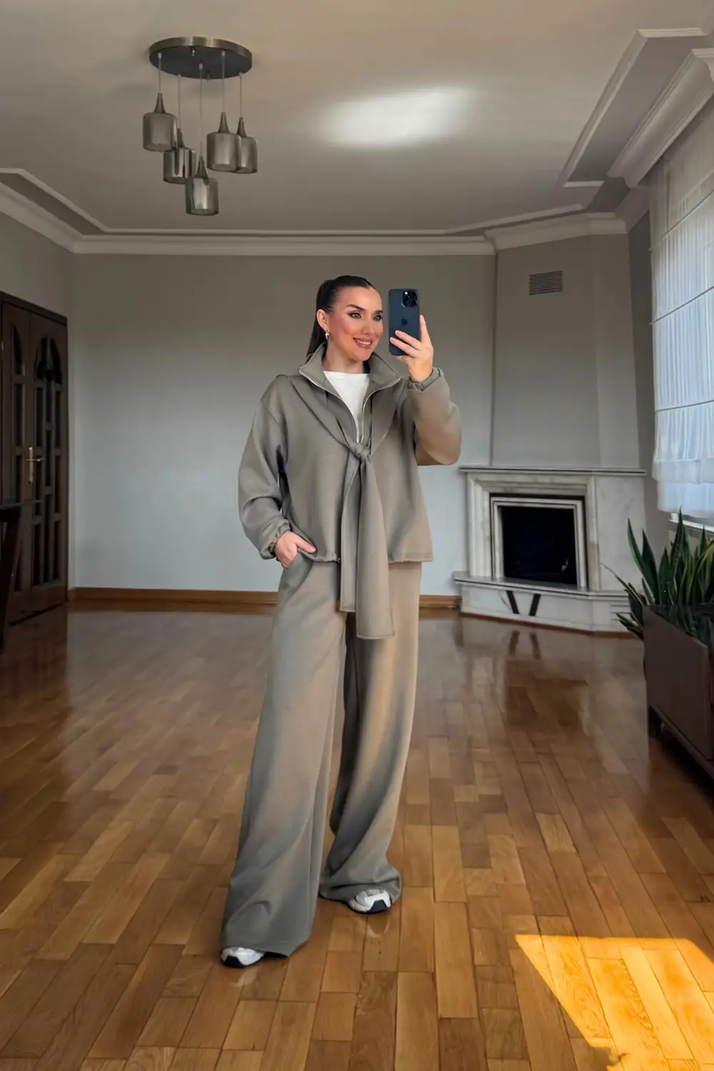 Şal Detaylı Fermuarlı İkili takım 3