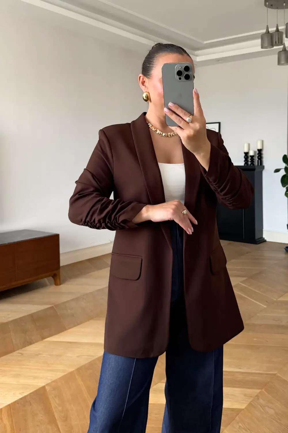 Kolları Büzgülü Blazer Kadın Ceket 3