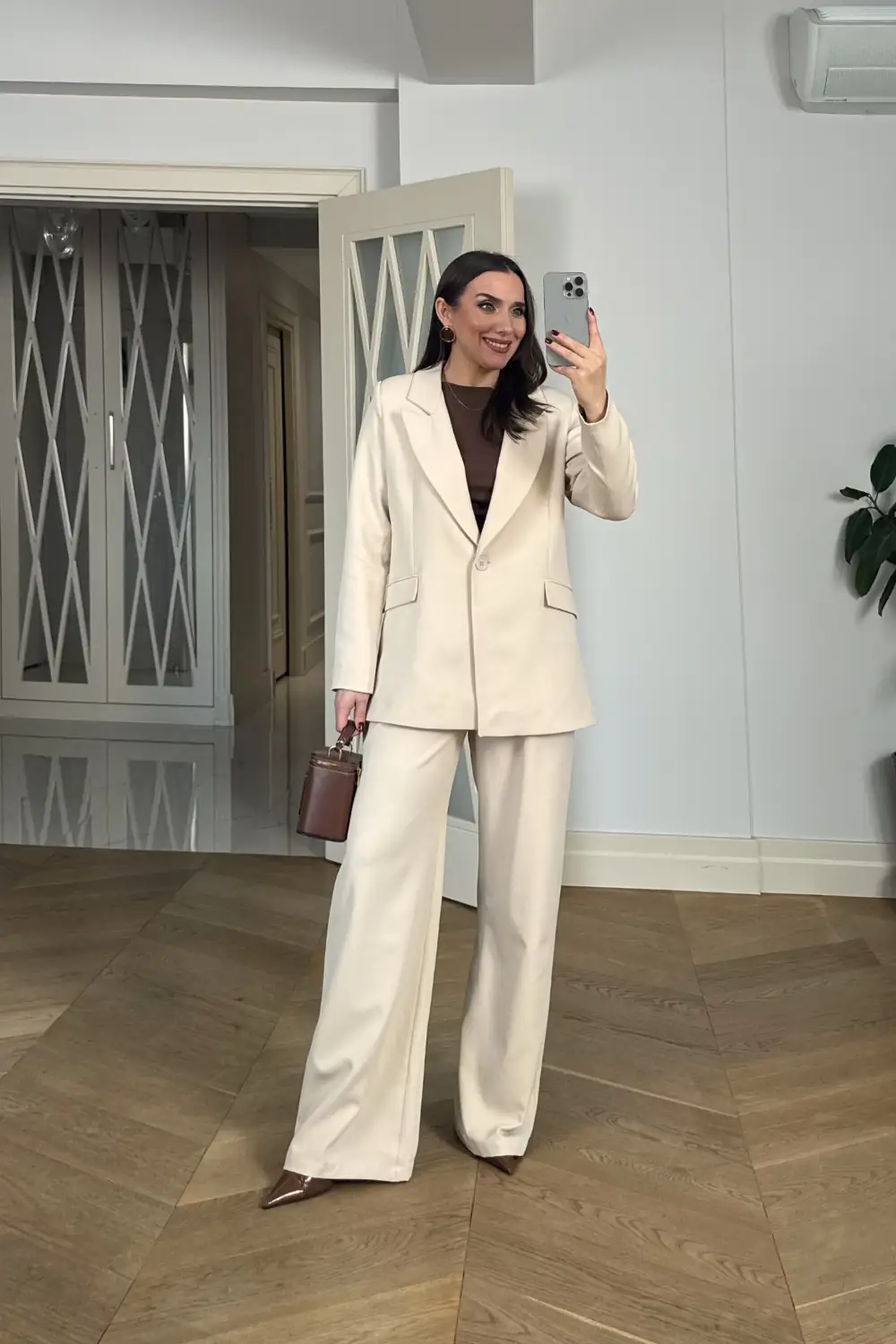 Tek Düğmeli Blazer Kadın Ceket - Bej