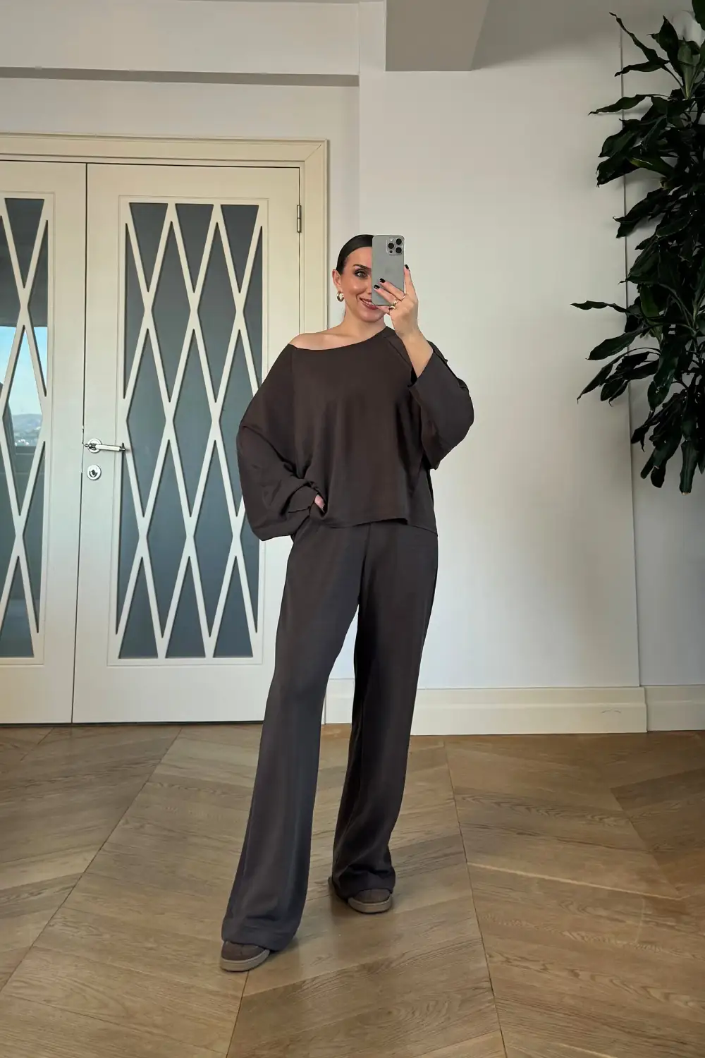 Kayık Yaka Sweat Pantolon Kadın Takım 1