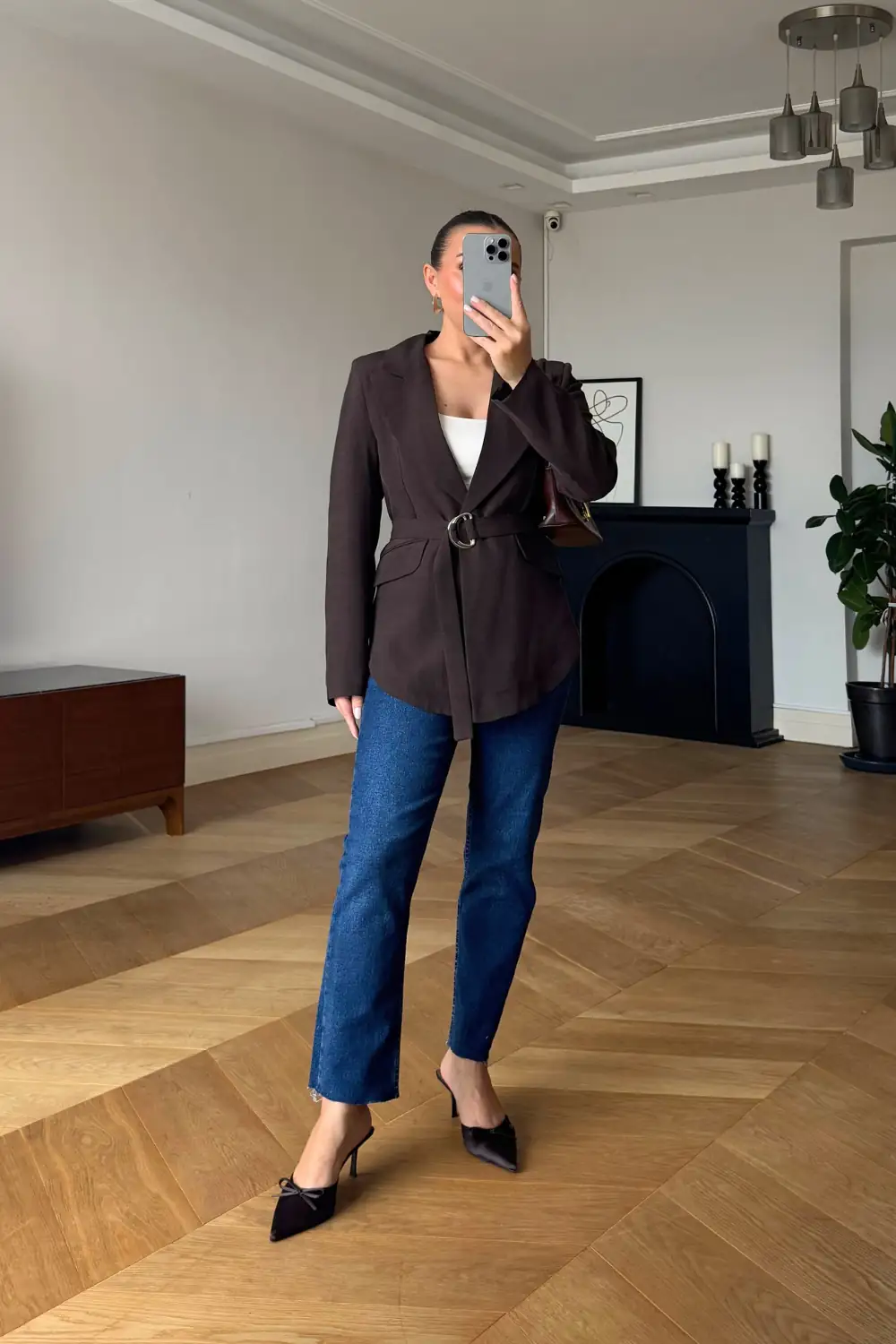 Kemerli Blazer Kadın Ceket 5