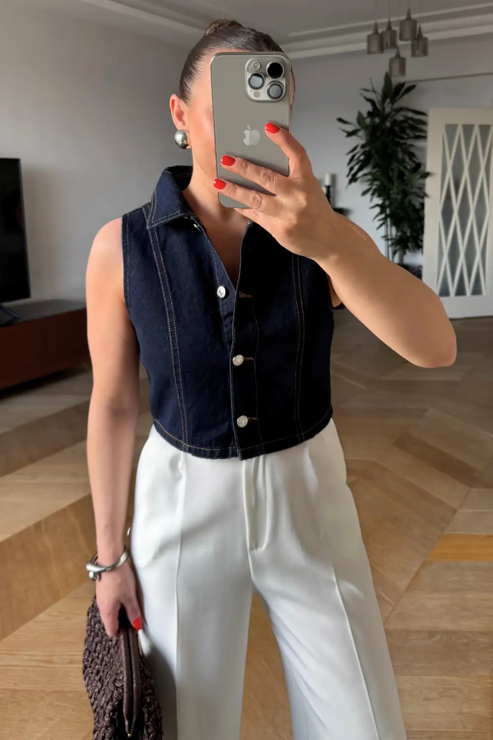Denim Kısa Kadın Yelek 4