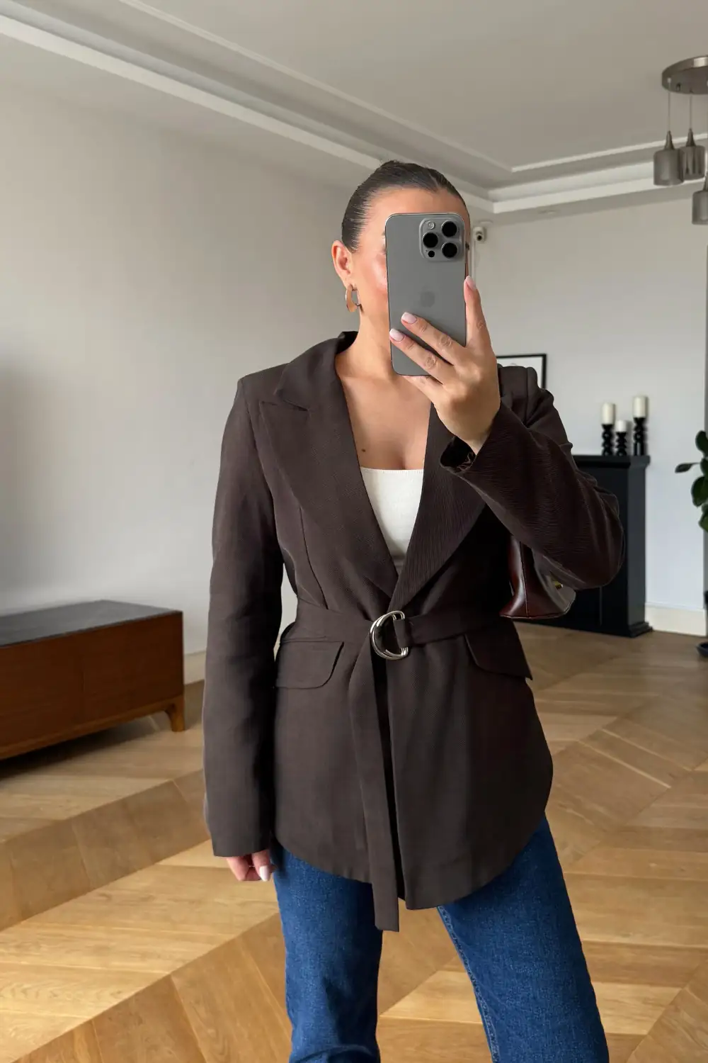 Kemerli Blazer Kadın Ceket 4
