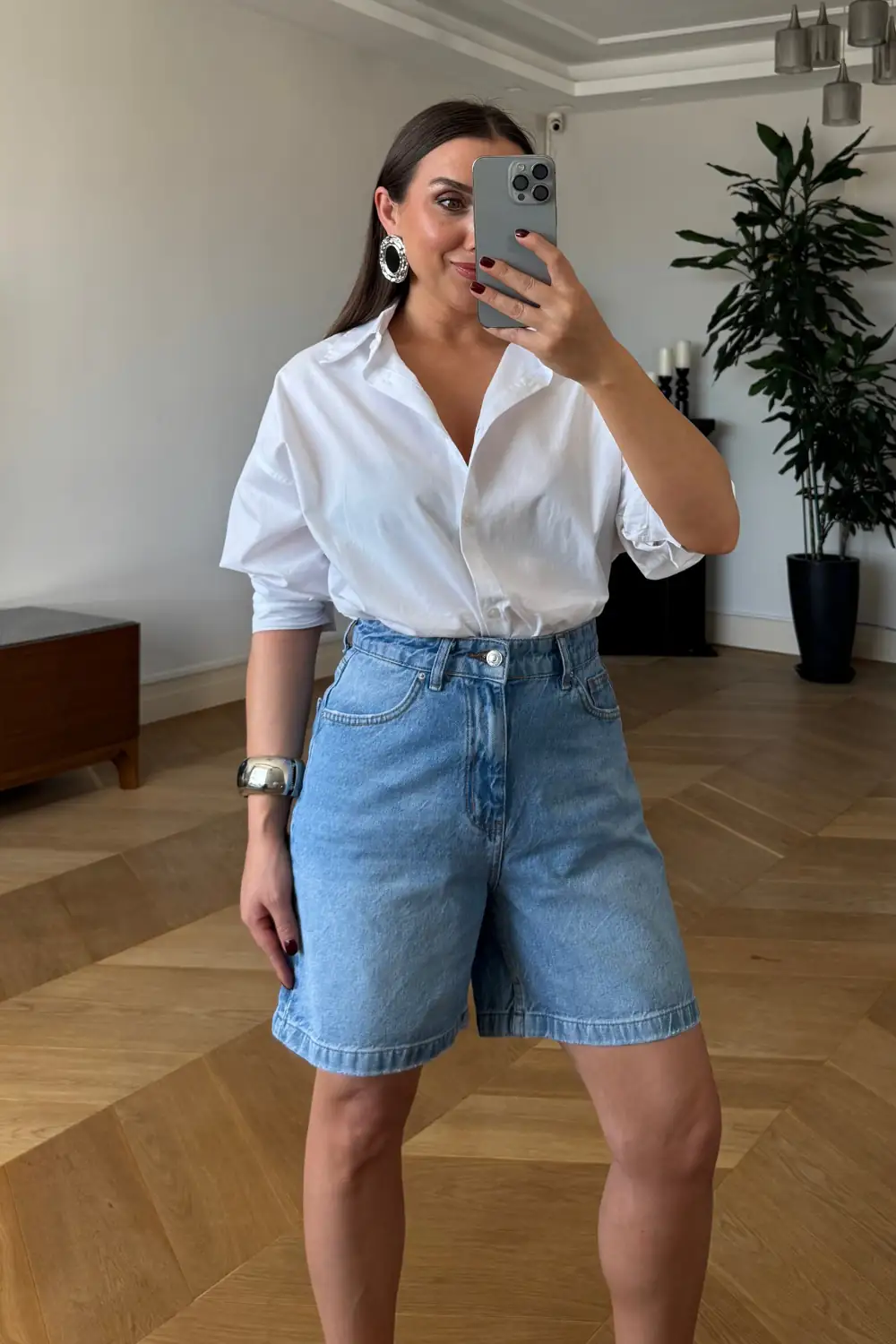 Denim Bermuda Kadın Şort - Açık Mavi