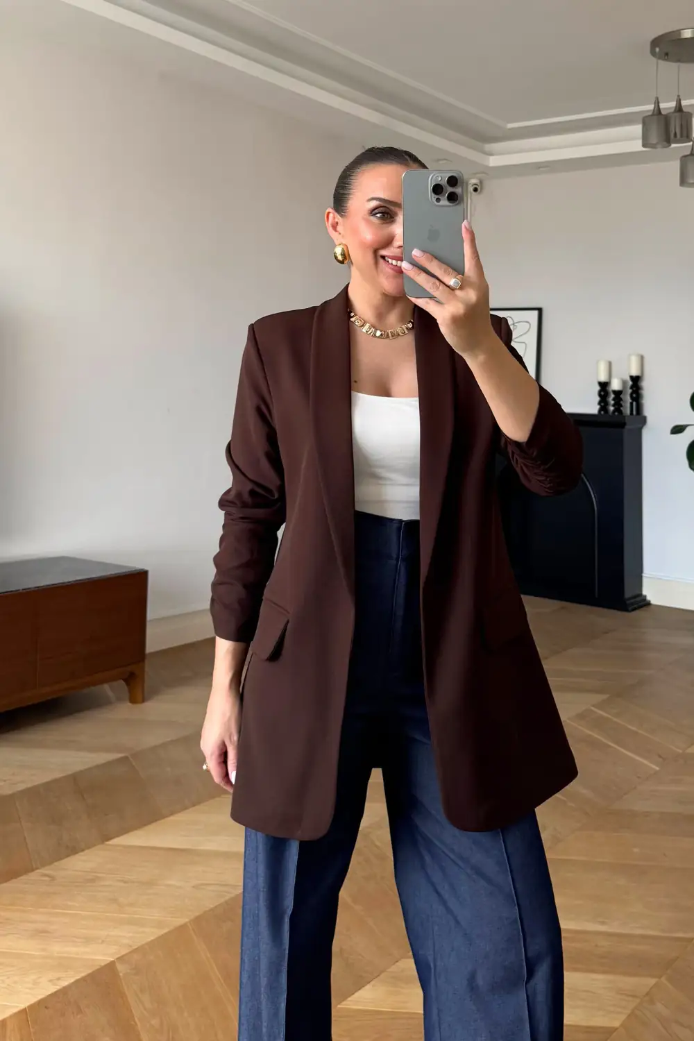 Kolları Büzgülü Blazer Kadın Ceket 6