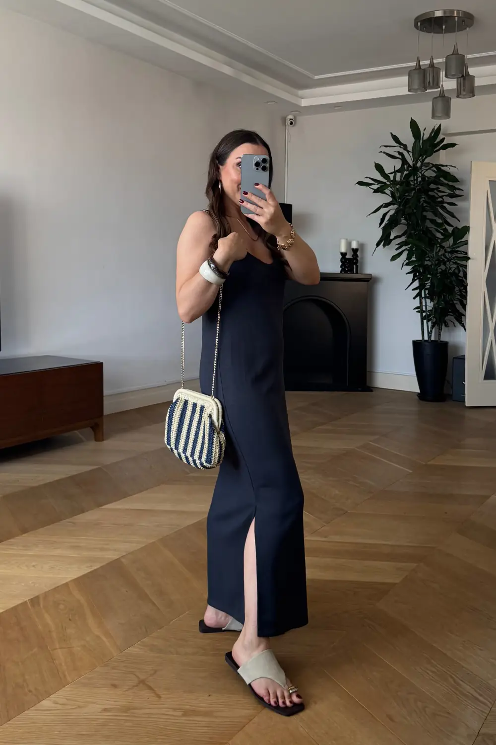 Standart Beden Basic Ayarlanabilir Askılı Uzun Elbise 5