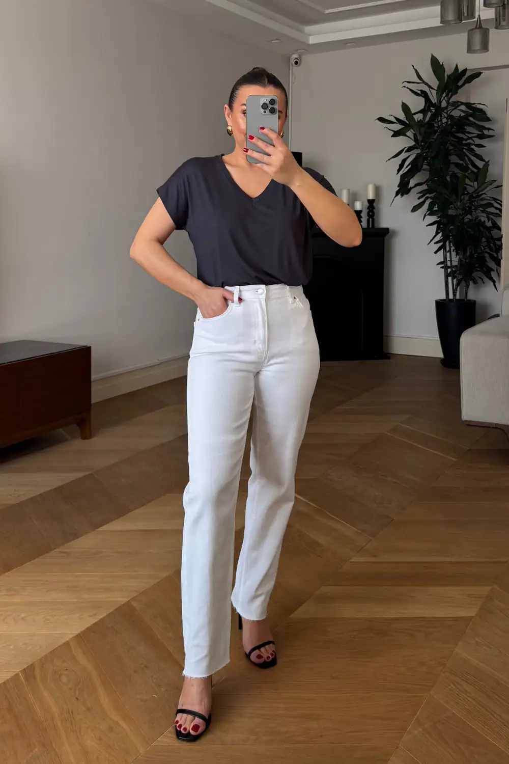 Kesik Paça Boyfit Kadın Denim Pantolon 2
